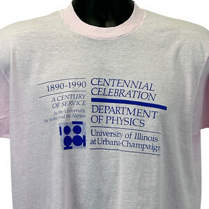 Vintage 90s University of Illinois Physics Dept T Shirt Crop Top Pink L Large